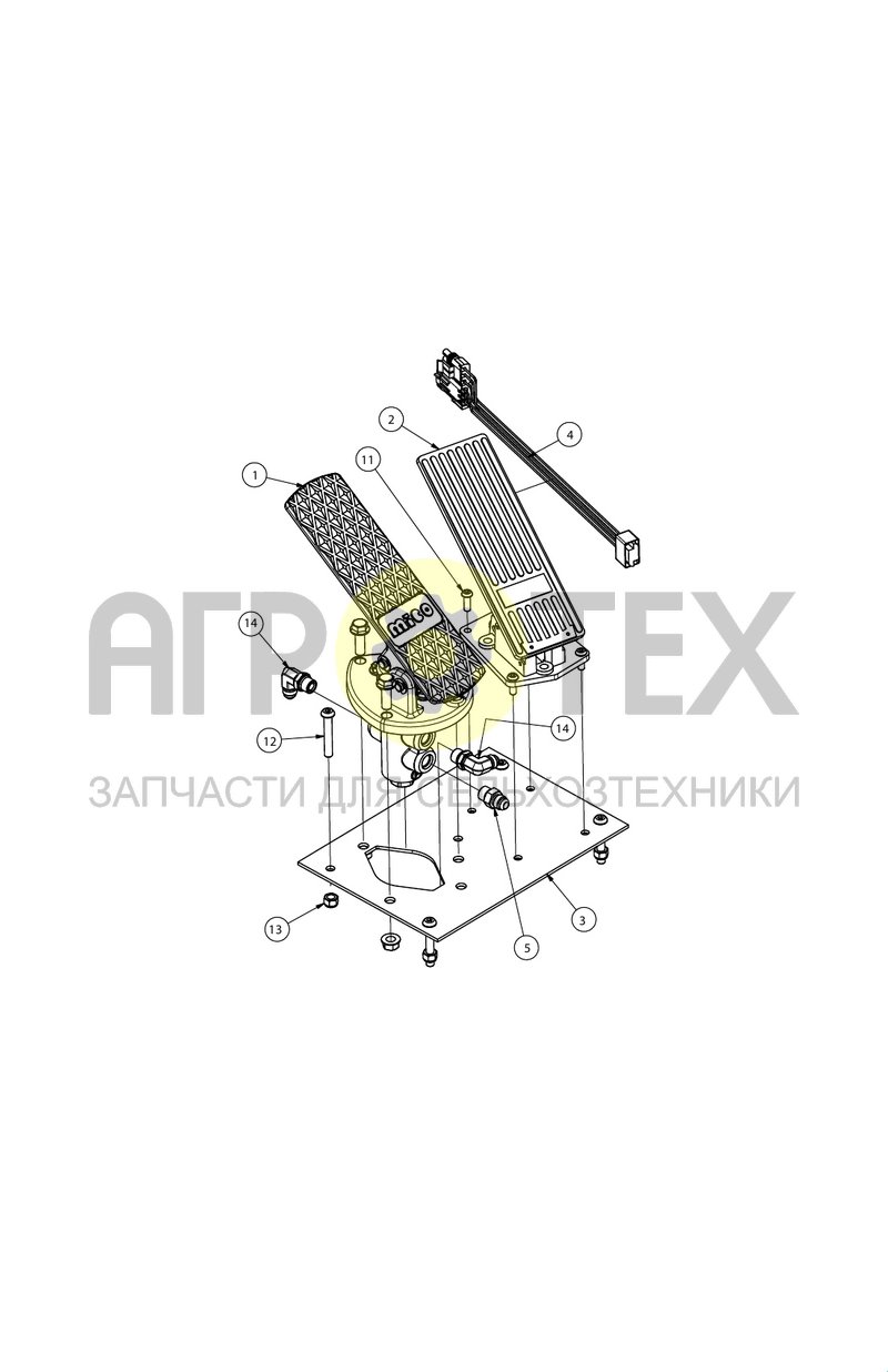 Блок педалей (тормоз, акселератор) (SX016721) (№14 на схеме)